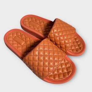 APL Slides Women's 9 Men's 7 Leather Lusso Orange Terracotta Sandals New
